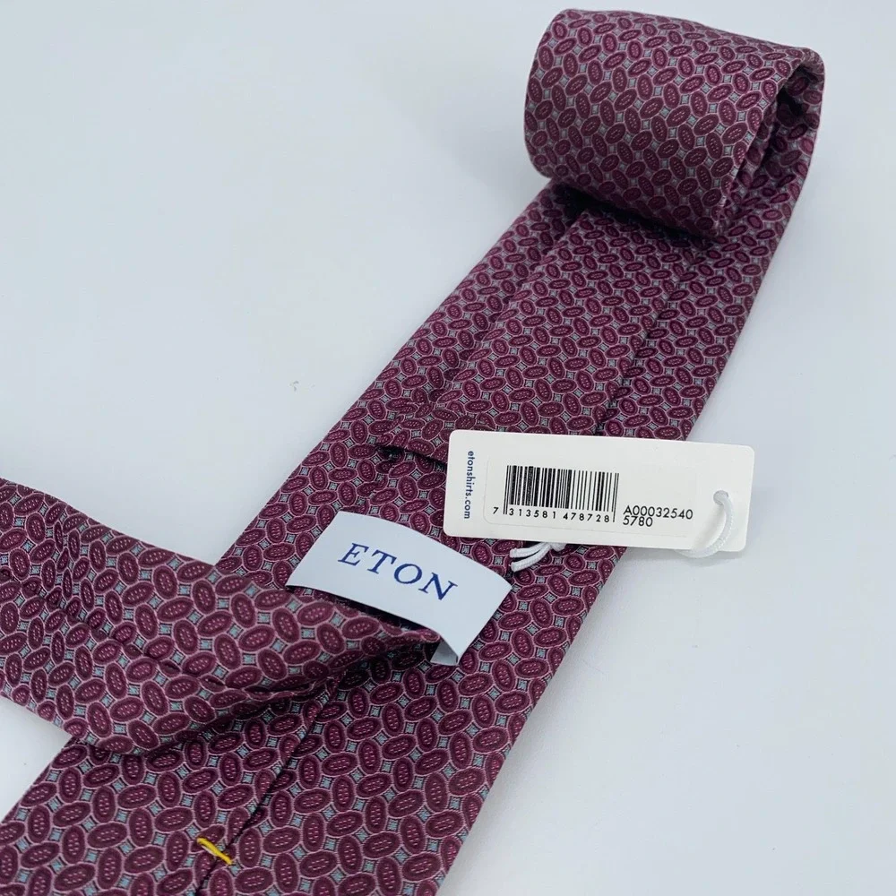 Eton Tie Men One Size Multi Patterned Silk Classic Luxury Necktie Italy Made NWT
